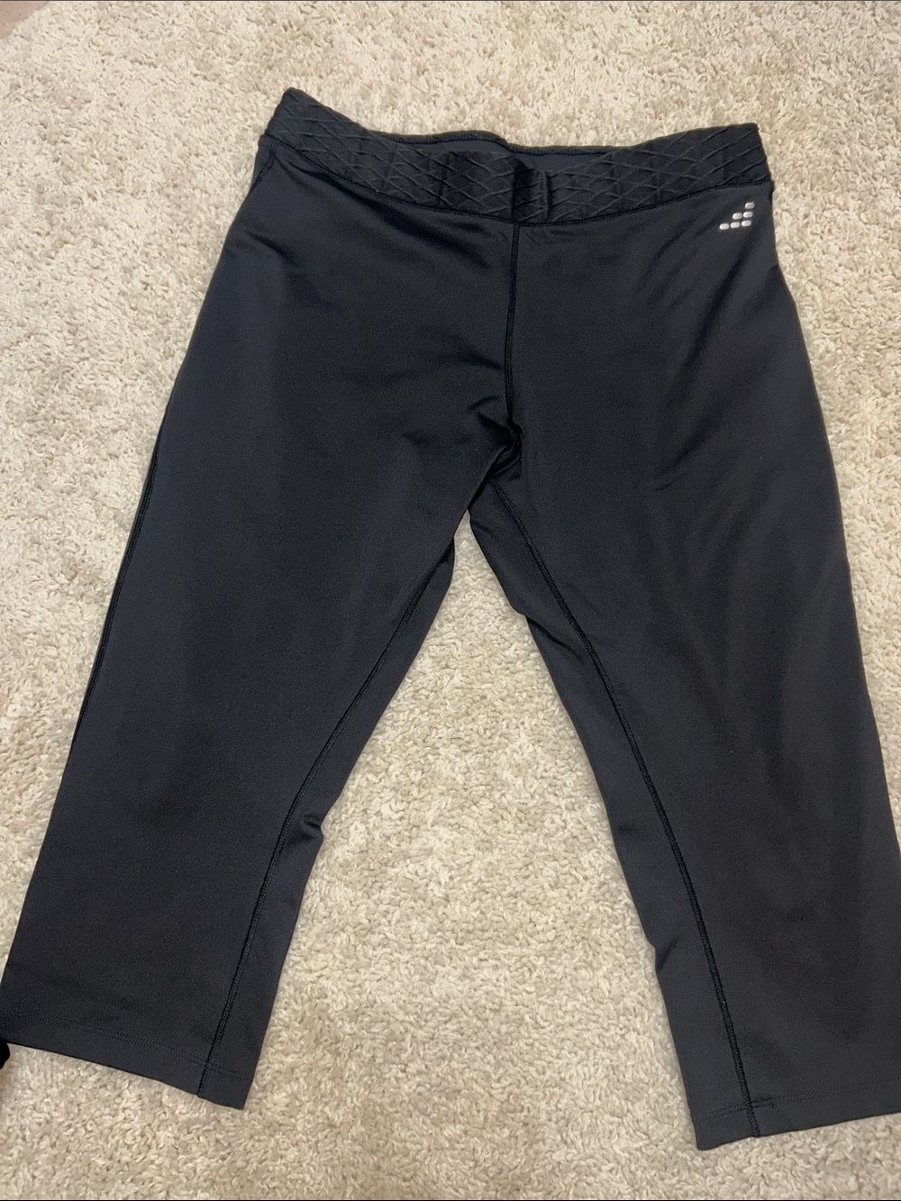 bcg Black Cropped Leggings with Quilted Waistband